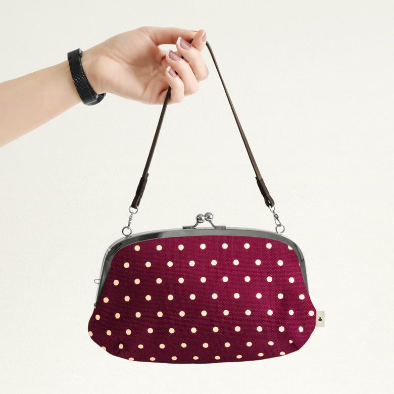 在庫商品】 横長親子がま口財布【綿布・ヒッコリー】 [M便 4/5