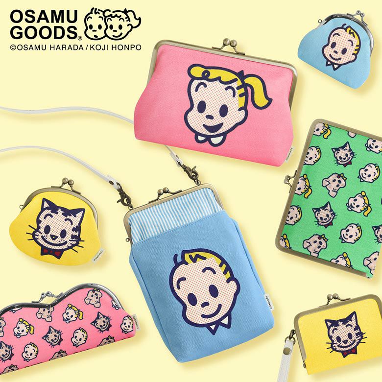 小物 Obachan 在庫商品】がま口お散歩ポシェット【帆布・水玉】 [M便 1/2
