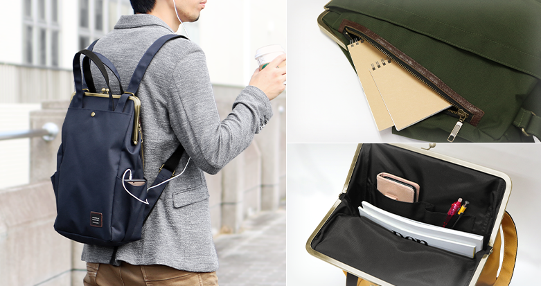 美品】アヤノコウジ ビジネスバッグ 2way がま口 肩掛け 底鋲