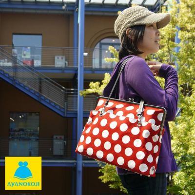 AYANOKOJI 【受注生産品】【バッグ】がま口キャリートートバッグ（大）【帆布・唐草/水玉】