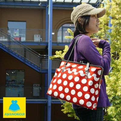 AYANOKOJI 【受注生産品】【バッグ】がま口キャリートートバッグ（大）【帆布・唐草/水玉】