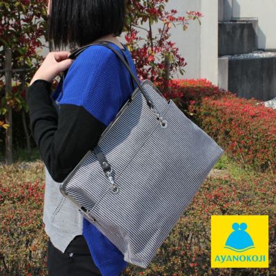 AYANOKOJI 【受注生産品】がま口キャリートートバッグ（大）【綿布・ヒッコリー】