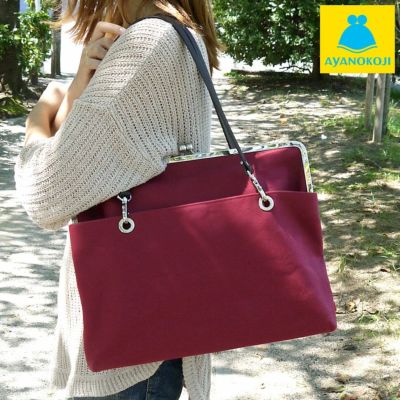 AYANOKOJI 【受注生産品】がま口キャリートートバッグ（大）【帆布・無地】