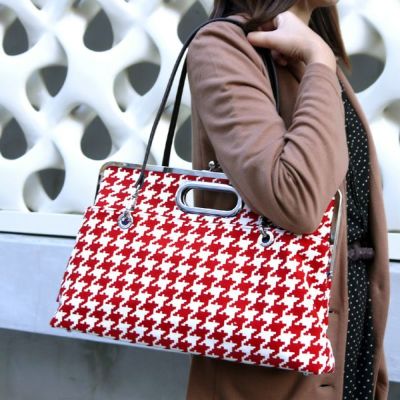 AYANOKOJI 【受注生産品】がま口キャリートートバッグ【帆布・バードチェック】