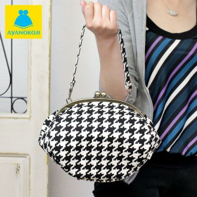 AYANOKOJI 【受注生産品】丸型がま口ハンドバッグ【帆布・バードチェック】