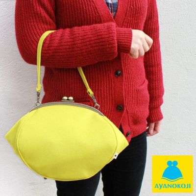 AYANOKOJI 【受注生産品】丸型がま口ハンドバッグ【帆布・無地】