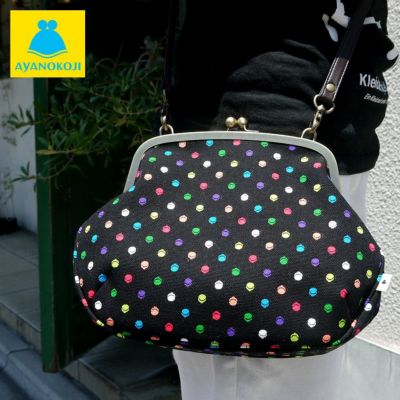 AYANOKOJI 【受注生産品】がま口ポシェット【帆布・がまドット柄】