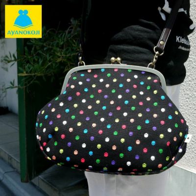 AYANOKOJI 【受注生産品】がま口ポシェット【帆布・がまドット柄】
