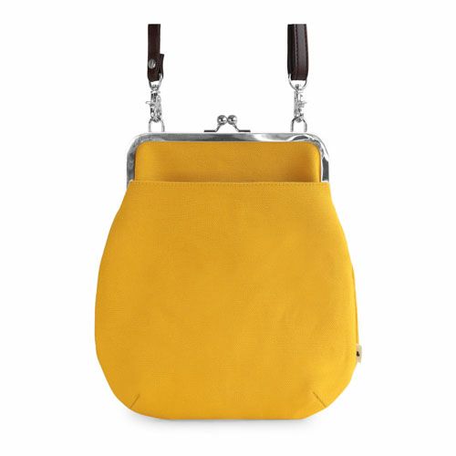 ポケット付きがま口フラットショルダー【帆布・綿布（アソート）】