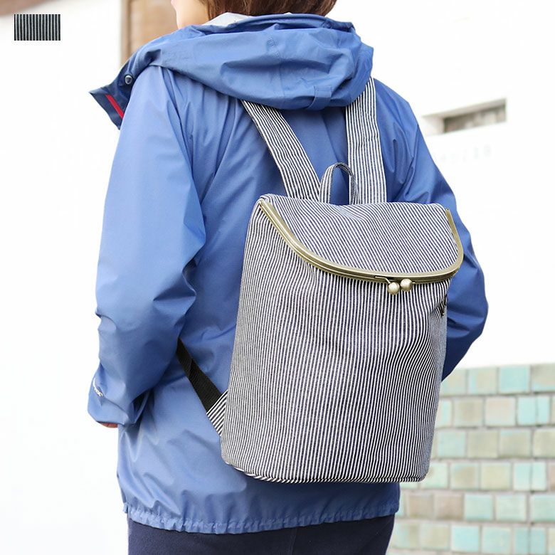 受注生産品】がま口SHOIKOリュック【綿布・ヒッコリー】 | AYANOKOJI