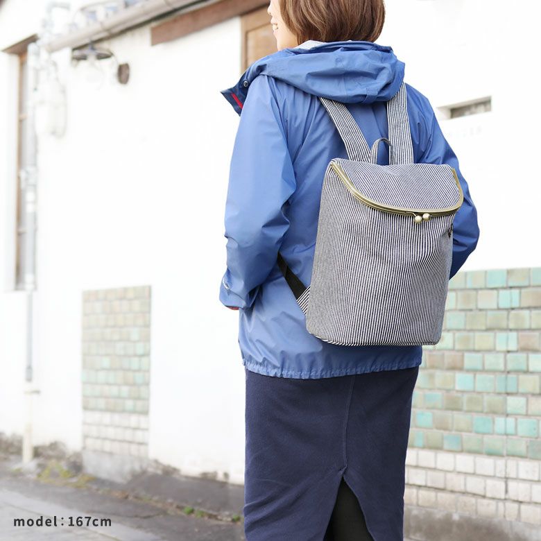 受注生産品】がま口SHOIKOリュック【綿布・ヒッコリー