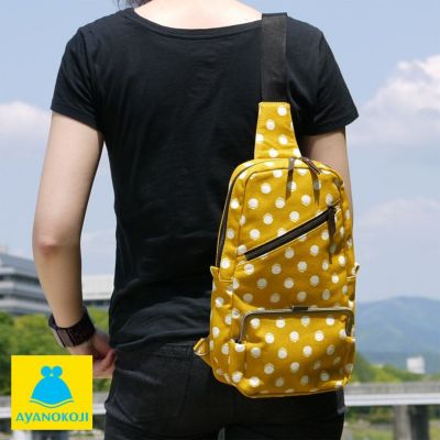 AYANOKOJI 【受注生産品】縦型がま口ボディバッグ【帆布・がまドット大判】