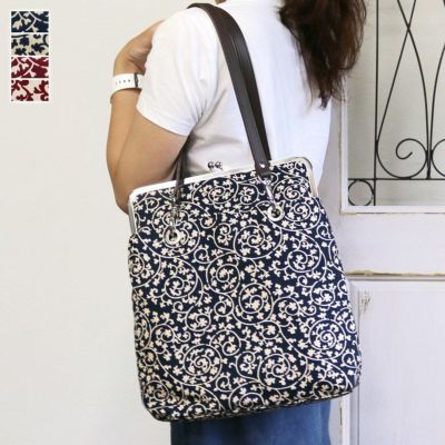 AYANOKOJI 【受注生産品】がま口トートバッグ【帆布・蛸唐草】