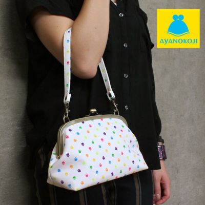AYANOKOJI 【受注生産品】横長がま口ハンドバッグ（小）【帆布・がまドット柄】