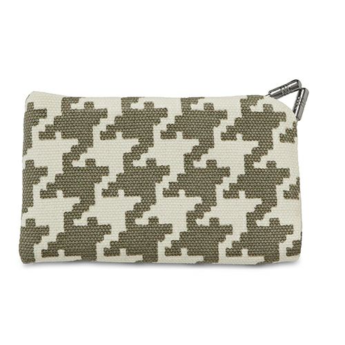 仕切り付きがま口カードケース【帆布・バードチェック】