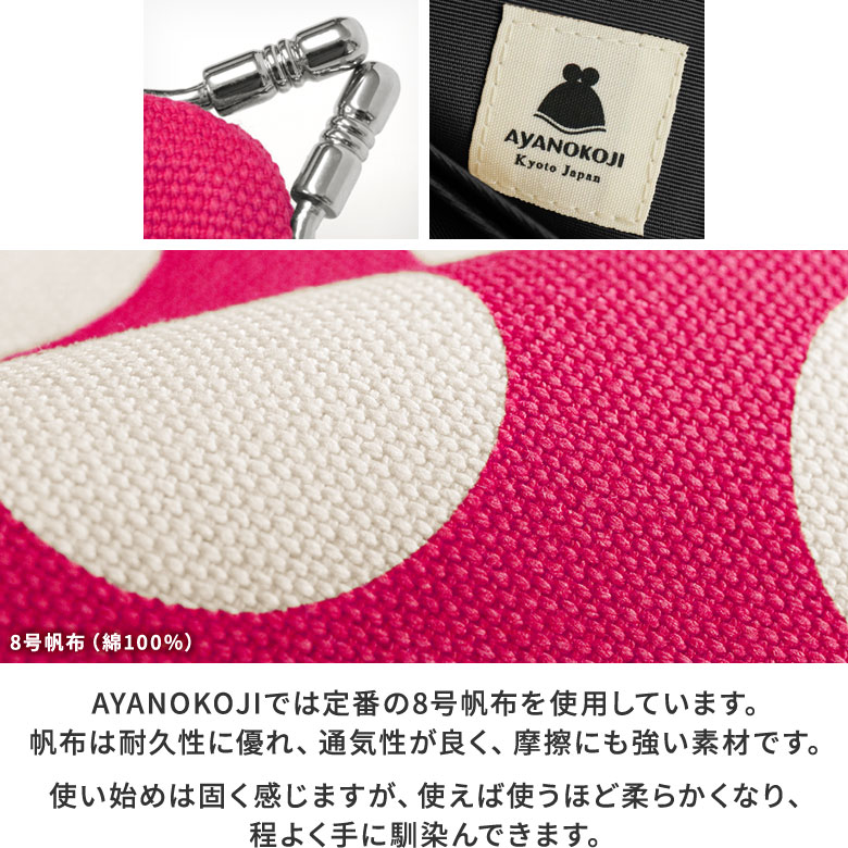 仕切り付きがま口カードケース【帆布・唐草/水玉】フロント・サイド・バック・オープン サイズ詳細