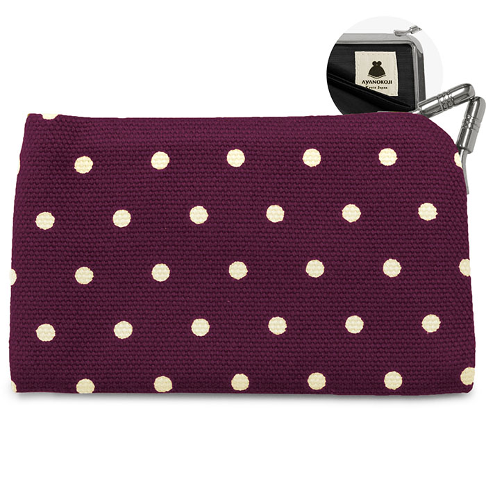 仕切り付きがま口カードケース【帆布・唐草/水玉】 