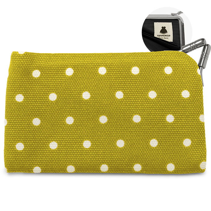 仕切り付きがま口カードケース【帆布・唐草/水玉】 