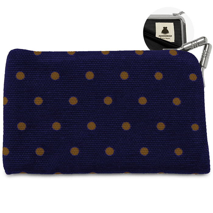 仕切り付きがま口カードケース【帆布・唐草/水玉】 