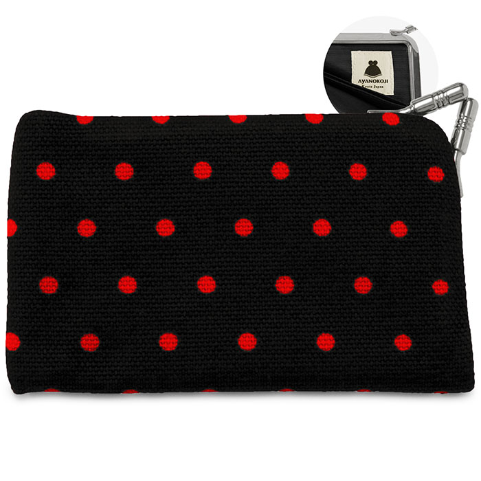 仕切り付きがま口カードケース【帆布・唐草/水玉】 