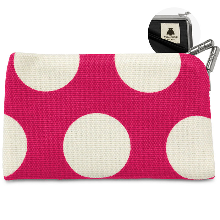 仕切り付きがま口カードケース【帆布・唐草/水玉】 