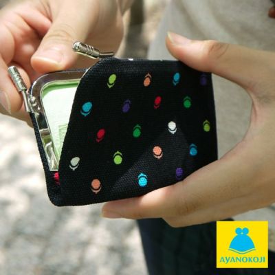 AYANOKOJI 【在庫商品】仕切り付きがま口カードケース【帆布・がまドット柄】 [M便 1/6]