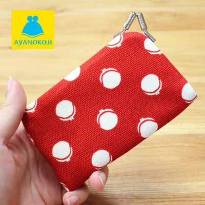 AYANOKOJI 【在庫商品】仕切り付きがま口カードケース【帆布・がまドット柄 大判】 [M便 1/6]