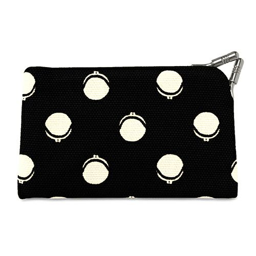 仕切り付きがま口カードケース【帆布・がまドット柄 大判】