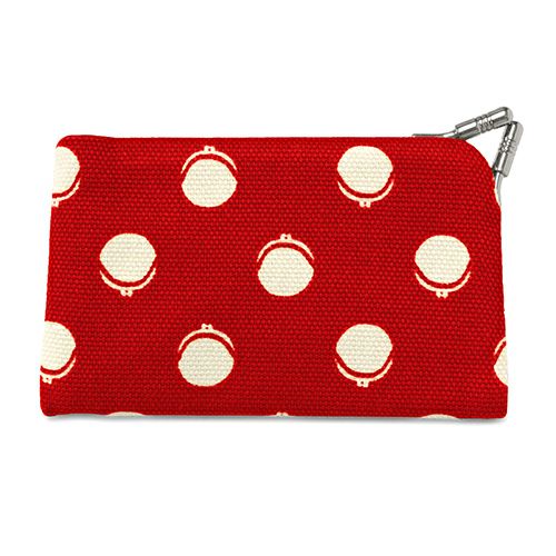 仕切り付きがま口カードケース【帆布・がまドット柄 大判】