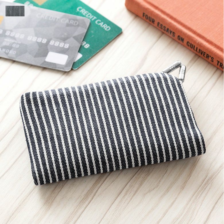 AYANOKOJI 【在庫商品】仕切り付きがま口カードケース【綿布・ヒッコリー】 [M便 1/6]