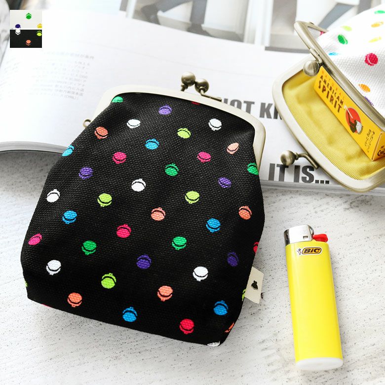 在庫商品】がま口シガレットケース【帆布・がまドット柄】 [M便 1/4