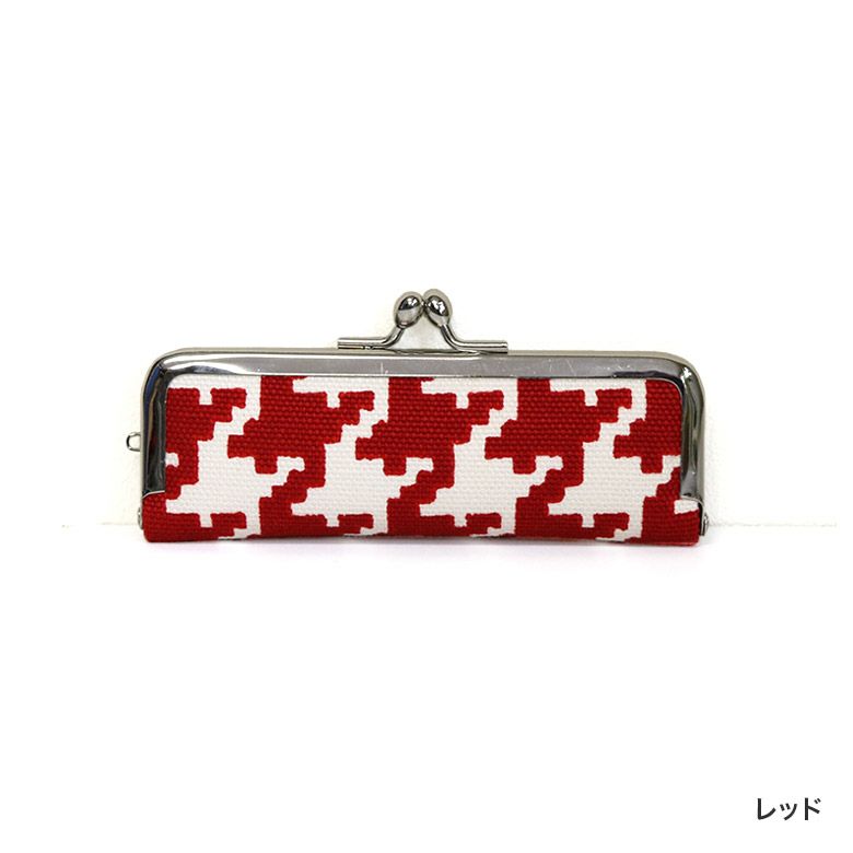 在庫商品】がま口印鑑ケース【帆布・バードチェック】 [M便 1/8