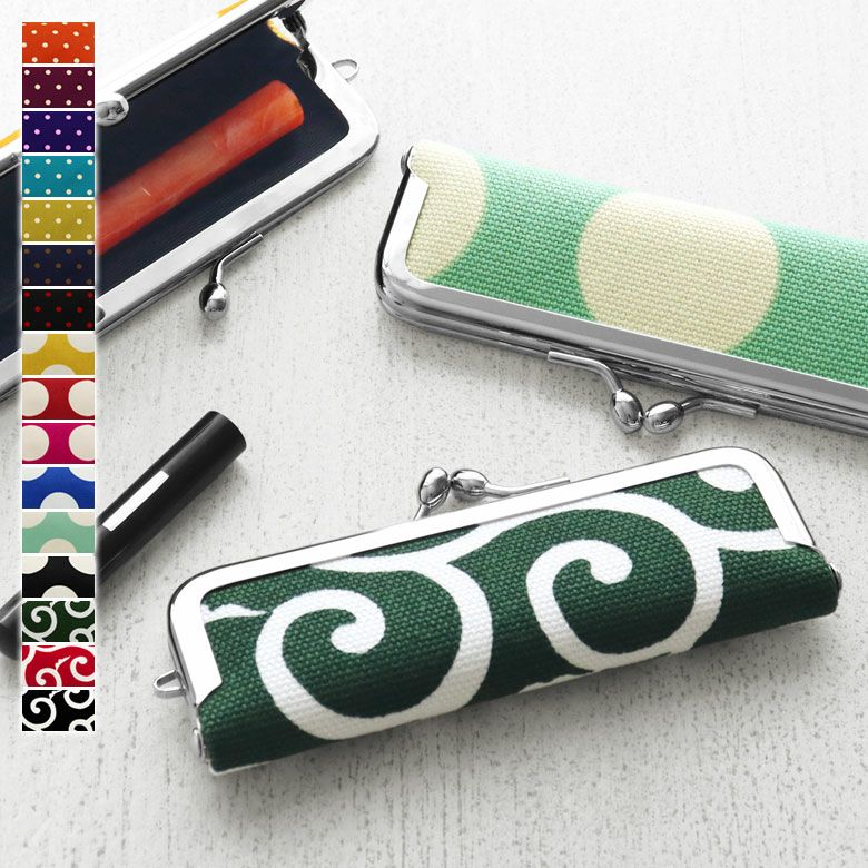 がま口印鑑ケース朱肉付き♡ミモザ 黒 みすぼらしい 