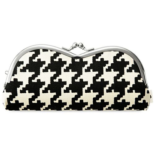 山型がま口メガネケース【帆布・バードチェック】