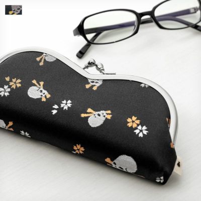 AYANOKOJI 【在庫商品】山型がま口メガネケース【ドクロ金襴】 [M便 9/10]