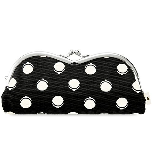 】山型がま口メガネケース【帆布・がまドット柄 大判】