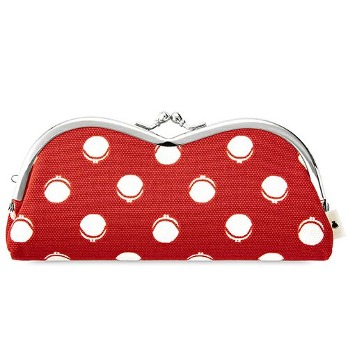 】山型がま口メガネケース【帆布・がまドット柄 大判】