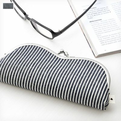 AYANOKOJI 【在庫商品】山型がま口メガネケース【綿布・ヒッコリー】 [M便 9/10]