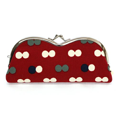 山型がま口メガネケース【帆布・にこだま柄】