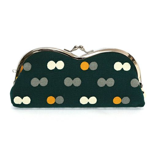 山型がま口メガネケース【帆布・にこだま柄】