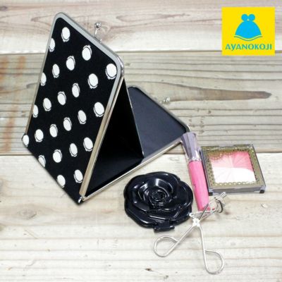 AYANOKOJI 【在庫商品】がま口立て鏡（大）【帆布・がまドット大判】 [M便 1/2]