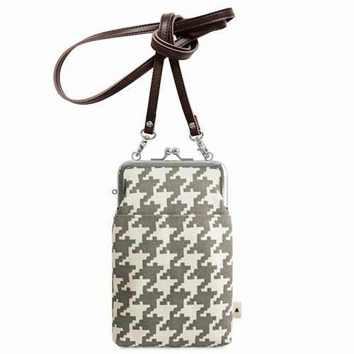 がま口ショルダーケース＋（クッション生地）【帆布・バードチェック】