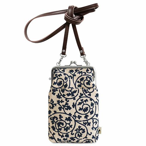 がま口ショルダーケース＋（クッション生地）【帆布・蛸唐草】