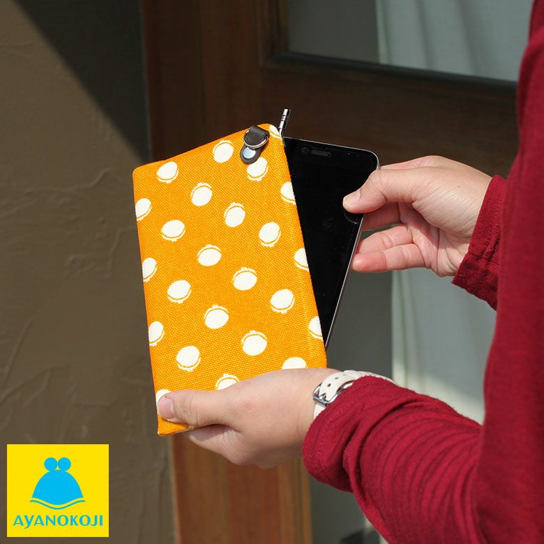 がま口スマートフォンケース＋（プラス）【帆布・がまドット大判】