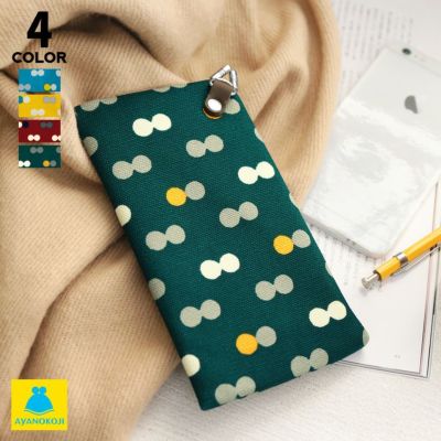 AYANOKOJI 【在庫商品】がま口スマートフォンケース＋（プラス）【帆布・にこだま柄】 [M便 1/2]
