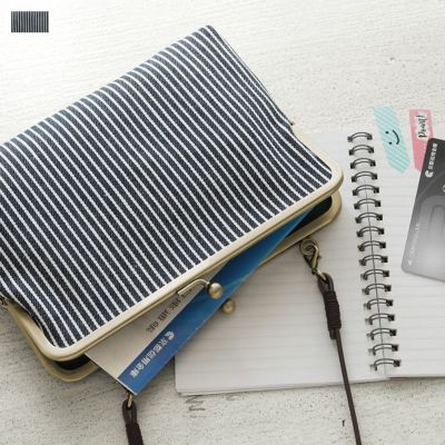 AYANOKOJI 【在庫商品】がま口手帳ケース【綿布・ヒッコリー】 [M便 1/2]