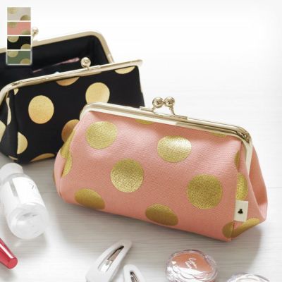 AYANOKOJI【在庫商品】TAWARA型がま口コスメポーチ（中）【HAKUドット】 [M便 1/2]