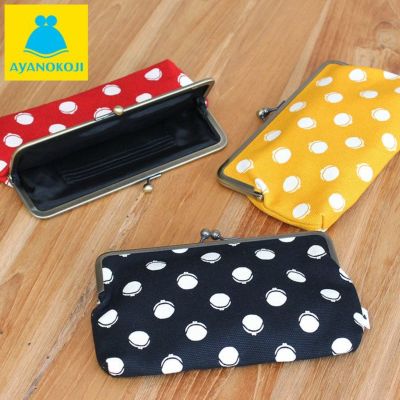 AYANOKOJI 【在庫商品】6寸がま口平ポーチ【帆布・がまドット柄 大判】 [M便 1/2]