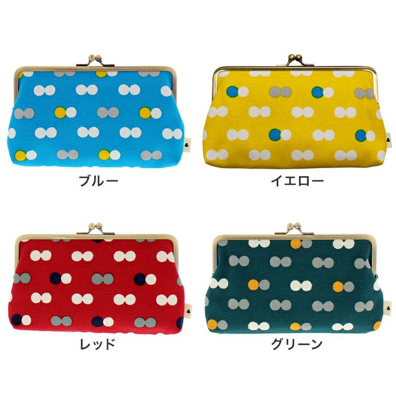6寸がま口平ポーチ【帆布・にこだま柄】カラーバリエーション