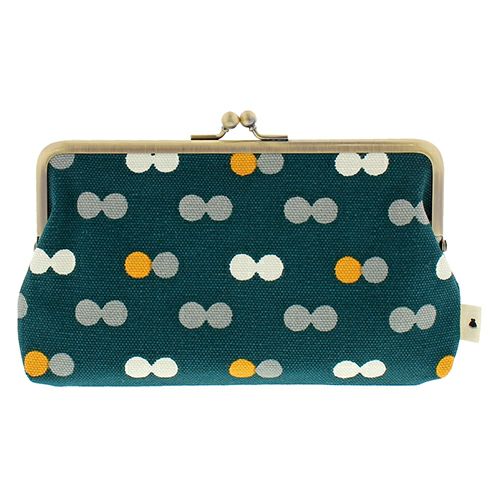 6寸がま口平ポーチ【帆布・にこだま柄】